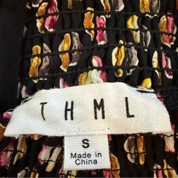 THML Black Geometric Smocked-Top Sleeveless Shift Dress Small - Picture 7 of 10